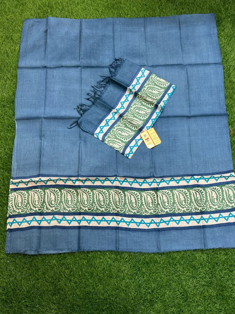 Premium Pure Handloom Tussar Silk Material (Top & Dupatta Only)